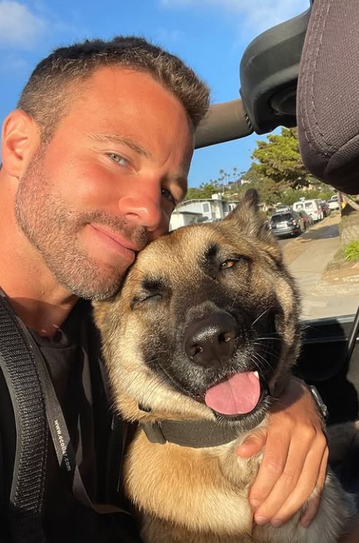 Tyler Fish with one of his trained dogs